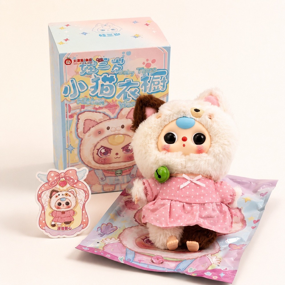Baby Three Kitten Wardrobe Romantic Sweetheart Plush Pendant Blind Box Toy